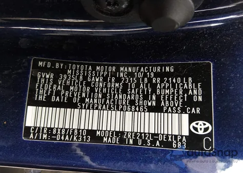 2020 Toyota Corolla Le from USA, damaged, VIN 5YFEPRAE5LP068465